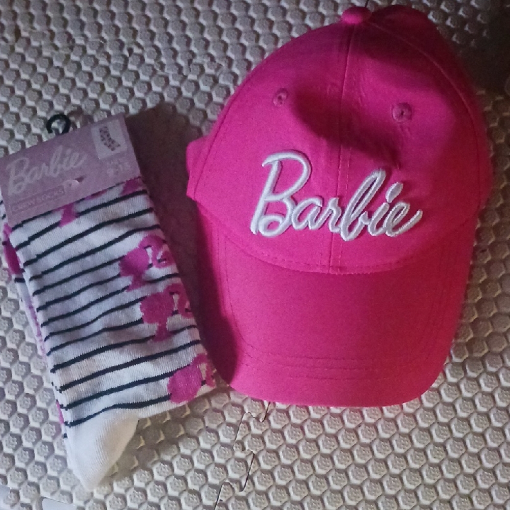 Barbie Pink Hat and Striped Socks Set - Picture 4 of 7
